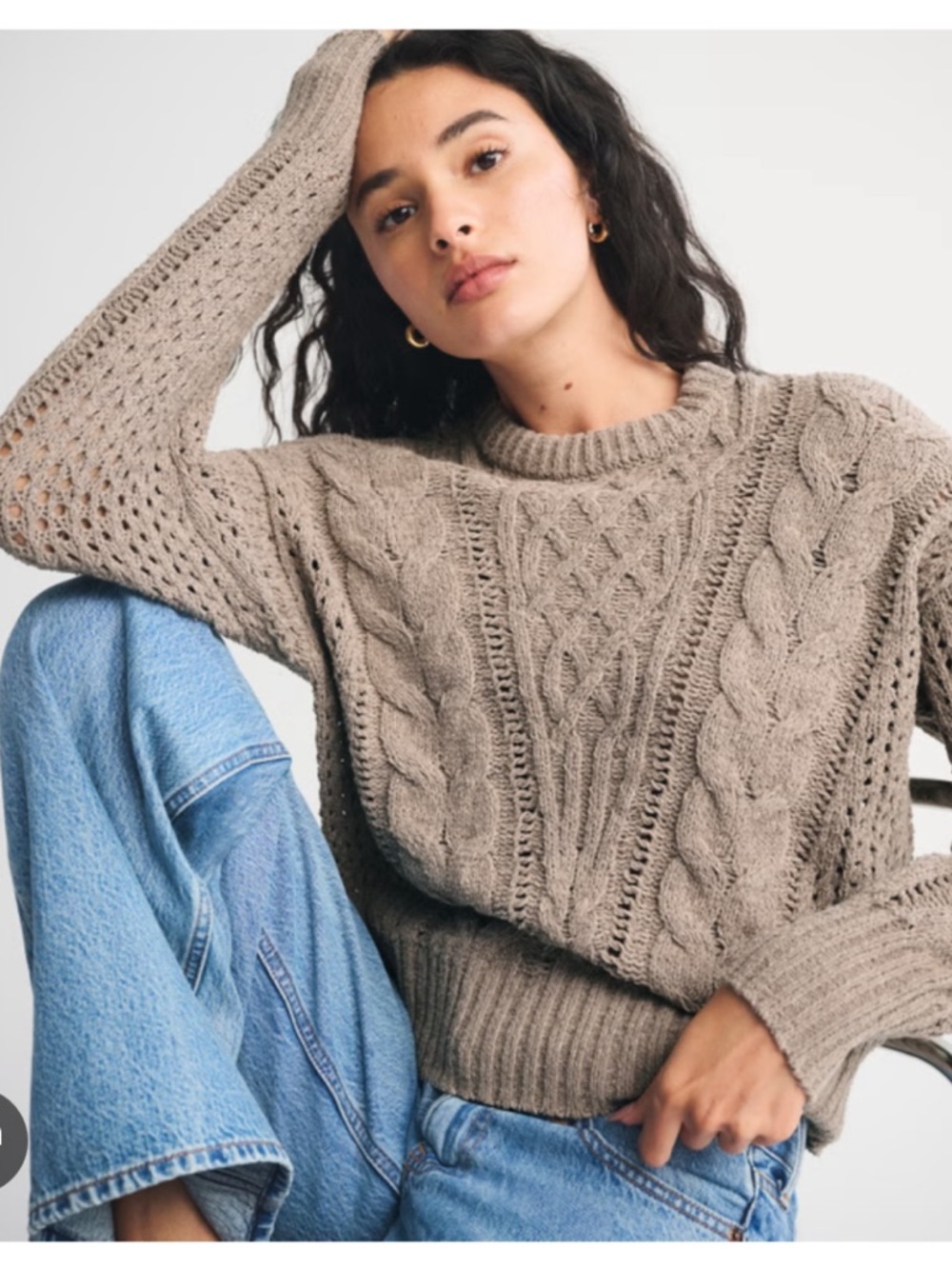 NWT Abercrombie Textural Stitch Cable Crew Sweater Medium